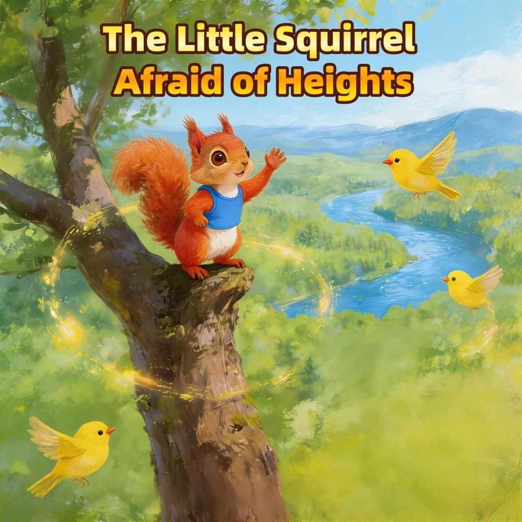 The Little Squirrel Afraid of Heights – an AI-generated children's storybook cover