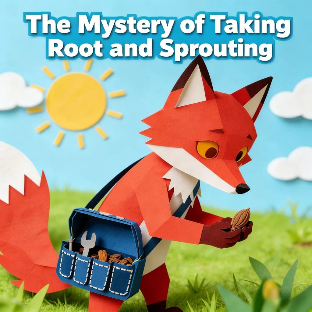 The Mystery of Taking Root and Sprouting – an AI-generated children's storybook cover