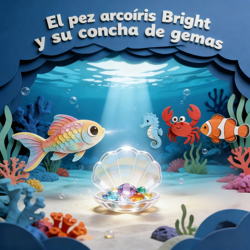 El pez arcoíris Bright y su concha de gemas