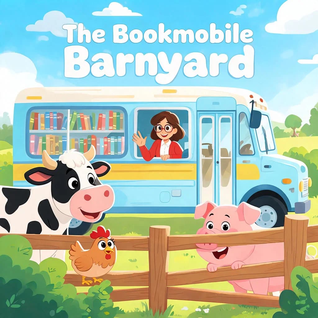 The Bookmobile Barnyard - AI 生成的儿童绘本封面