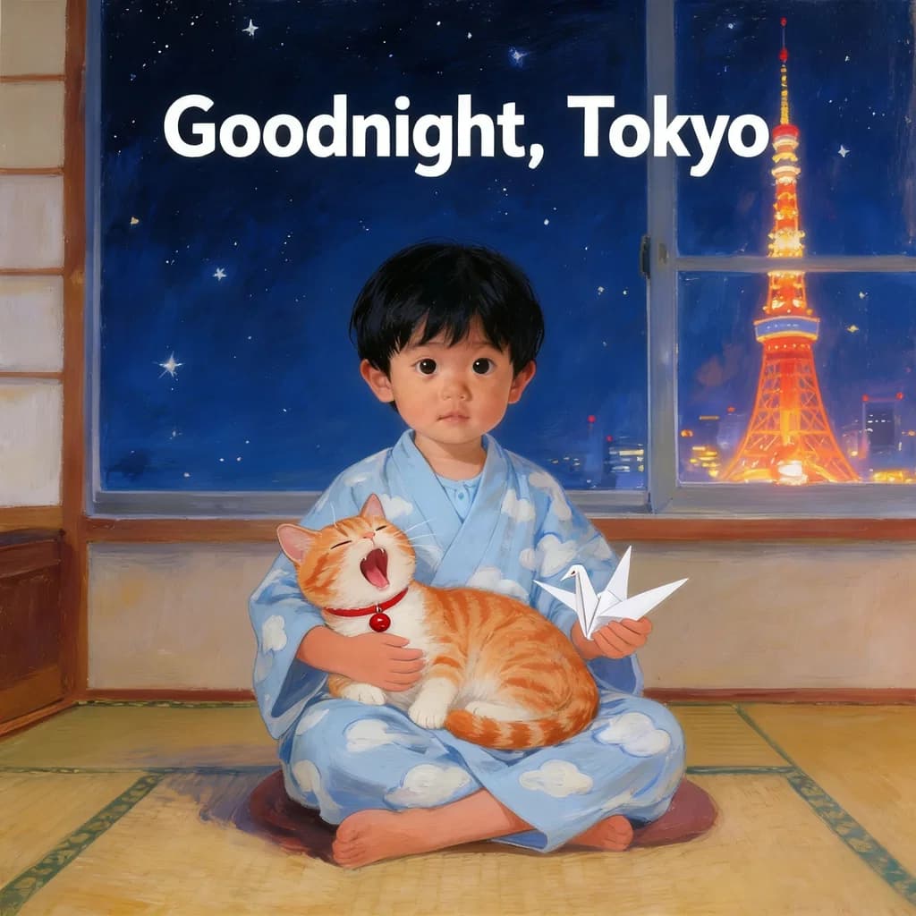 Goodnight, Tokyo – an AI-generated children's storybook cover