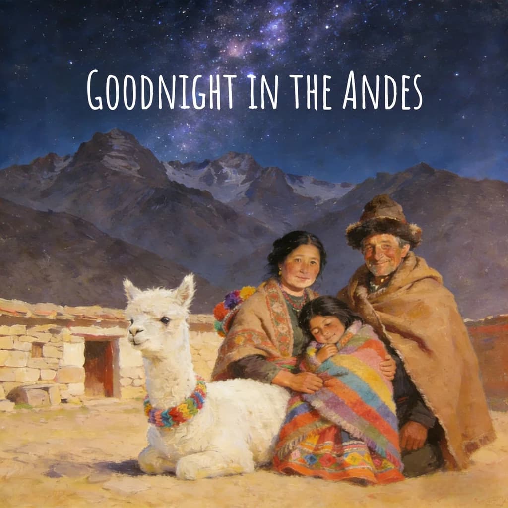 Goodnight in the Andes – an AI-generated children's storybook cover