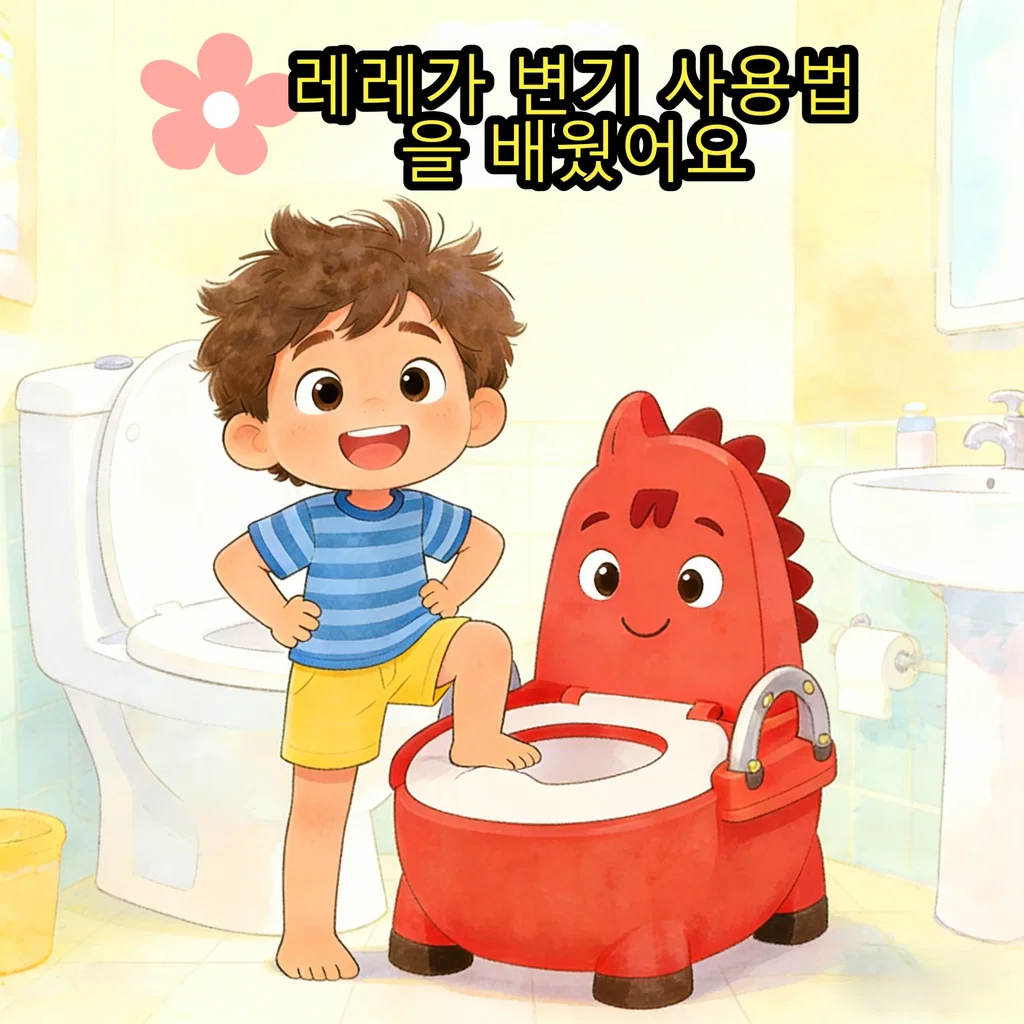 레레가 변기 사용법을 배웠어요