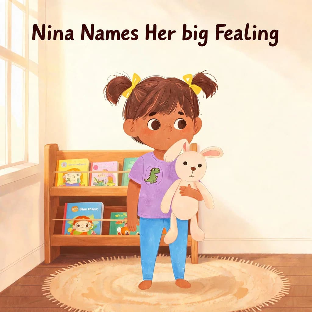 Nina Names Her Big Feeling - portada de un cuento infantil generado con IA