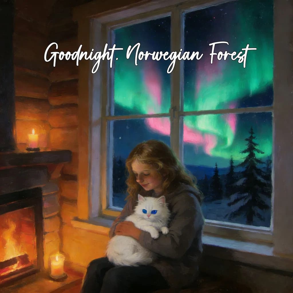 Goodnight, Norwegian Forest – an AI-generated children's storybook cover