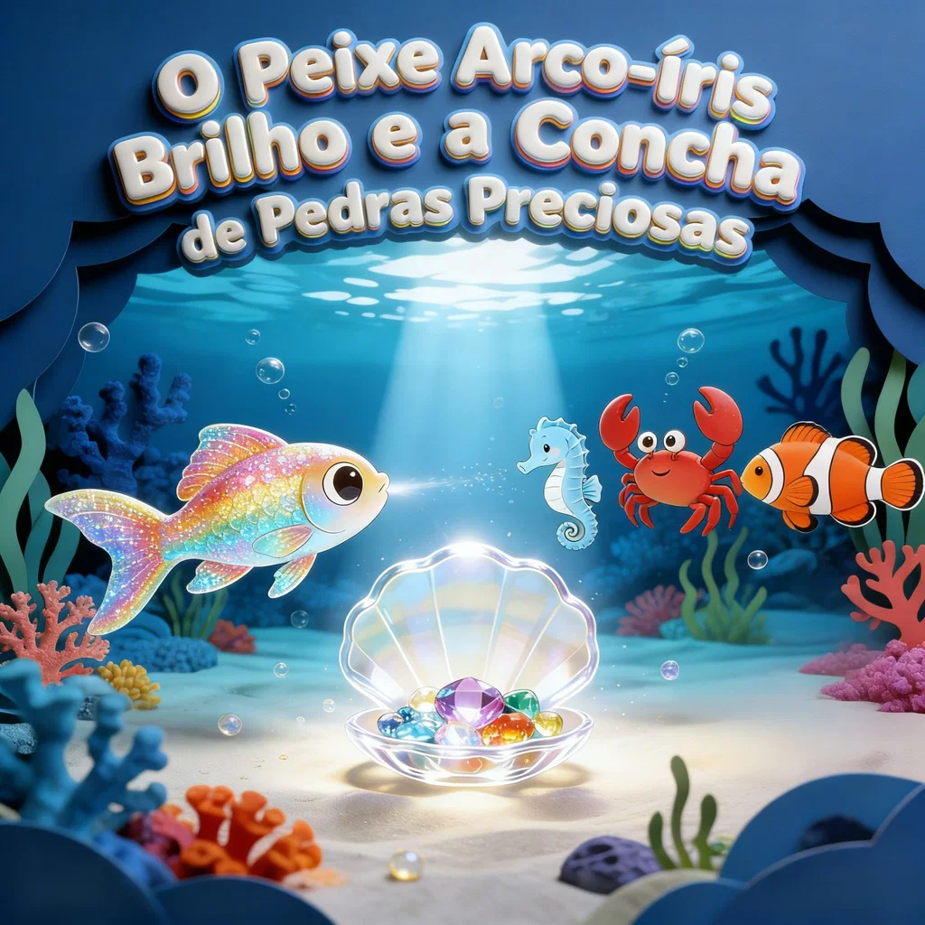 O Peixe Arco-Íris Brilho e a Concha de Pedras Preciosas