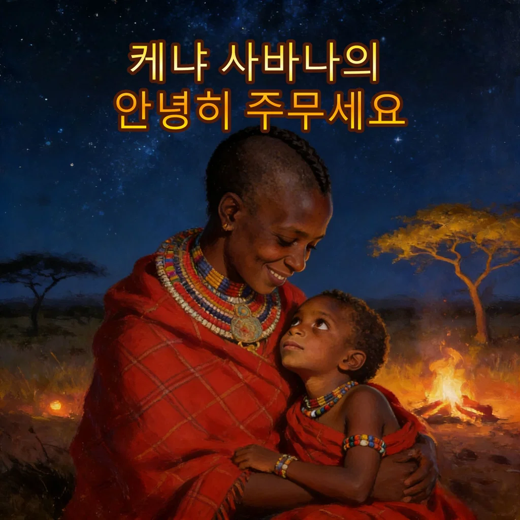 케냐 사바나의 안녕히 주무세요