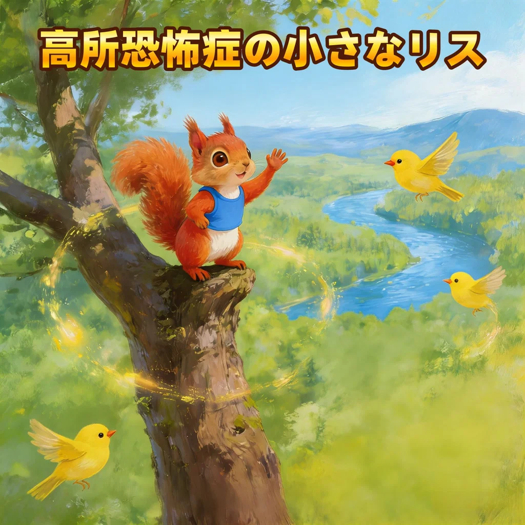 高所恐怖症の小さなリス
