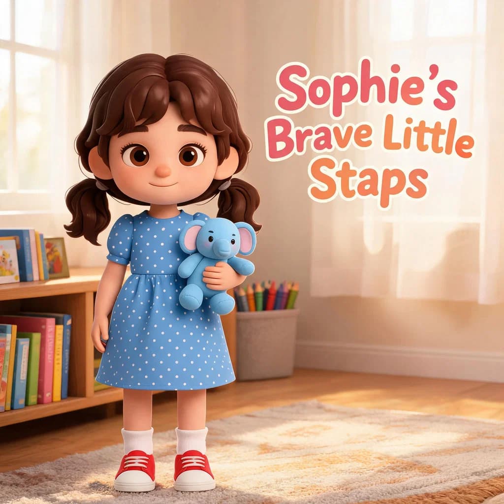 Sophie's Brave Little Steps - portada de un cuento infantil generado con IA